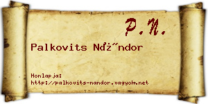 Palkovits Nándor névjegykártya