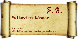 Palkovits Nándor névjegykártya
